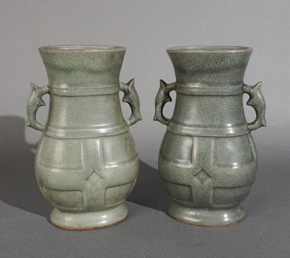 PAIR CHINESE CELADON GLAZE CRACKLEWARE 2e7528