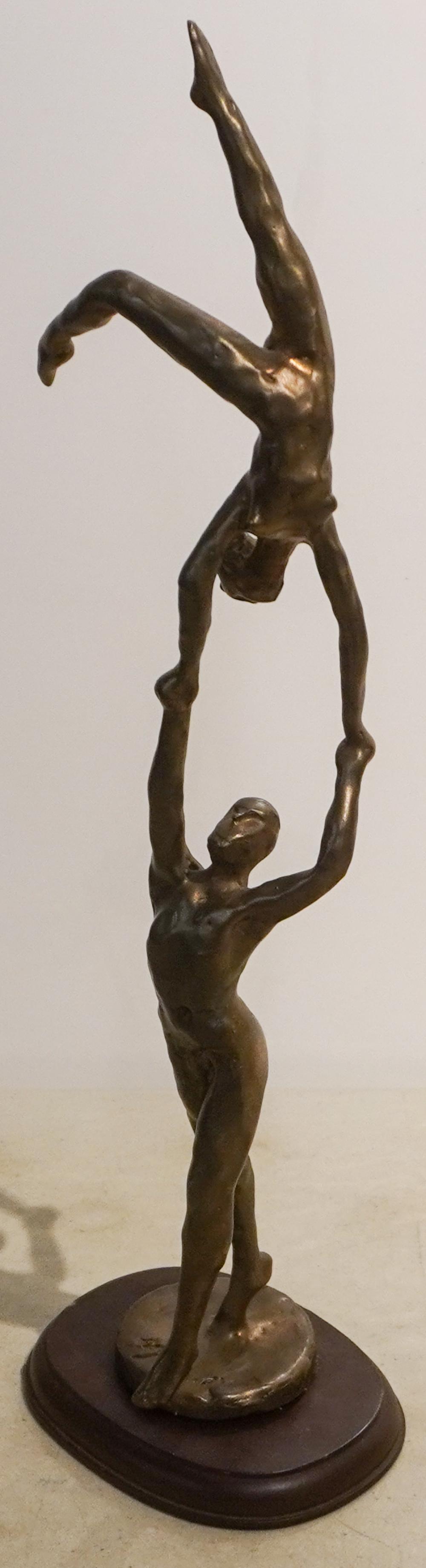 BRONZE FIGURE OF ACROBATS, SIGNED