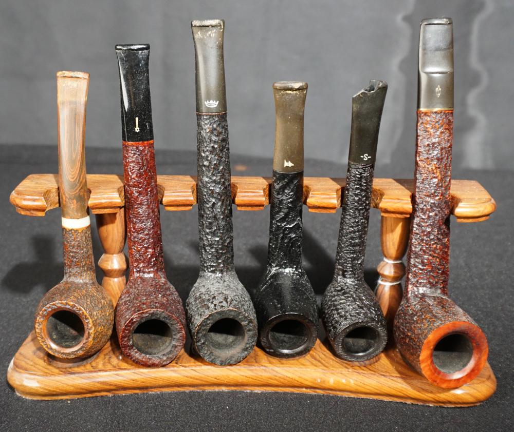 SIX ASSORTED BRIAR PIPES WITH CADDYSix 2e761b