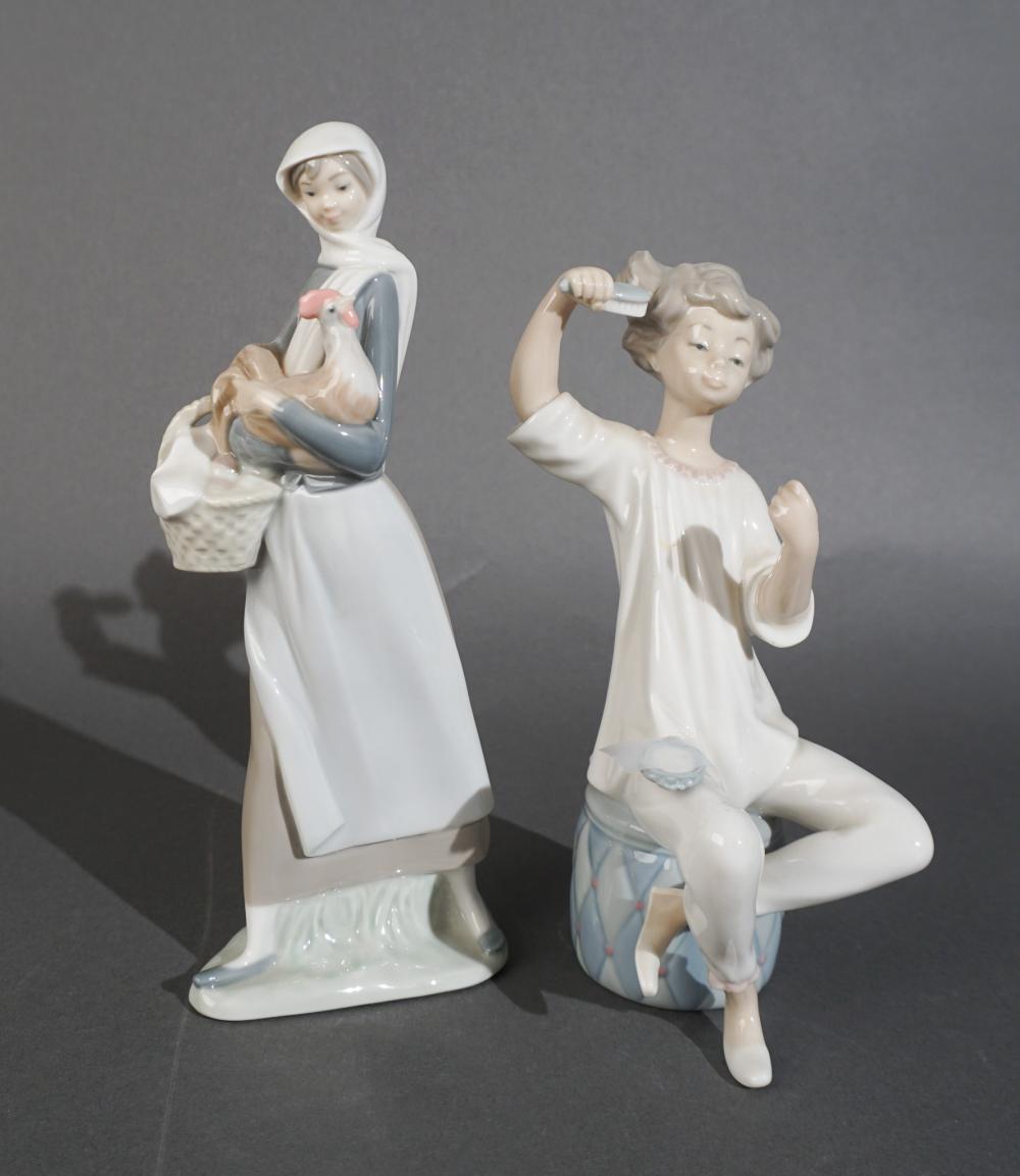 TWO LLADRO PORCELAIN FIGURINES, H OF