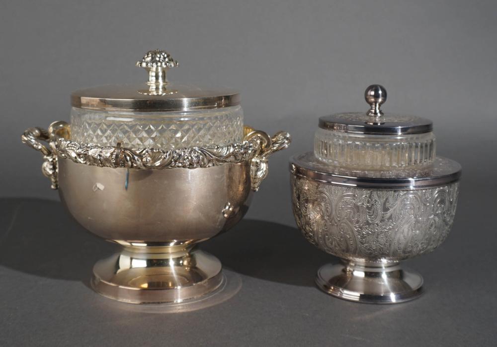 TWO ENGLISH SILVERPLATE AND GLASS