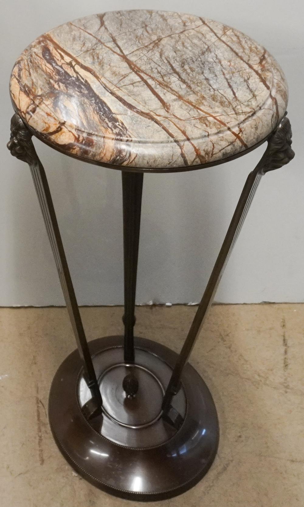 PATINATED METAL MARBLE TOP TRIPOD 2e7696