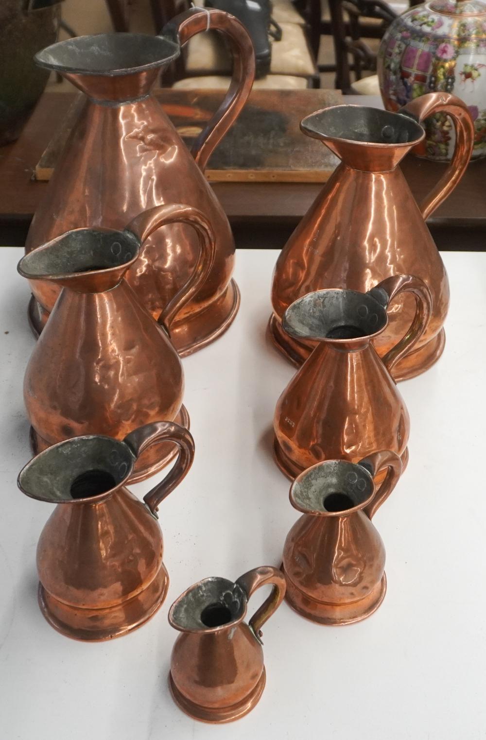 SET OF SEVEN ENGLISH COPPER CLAD