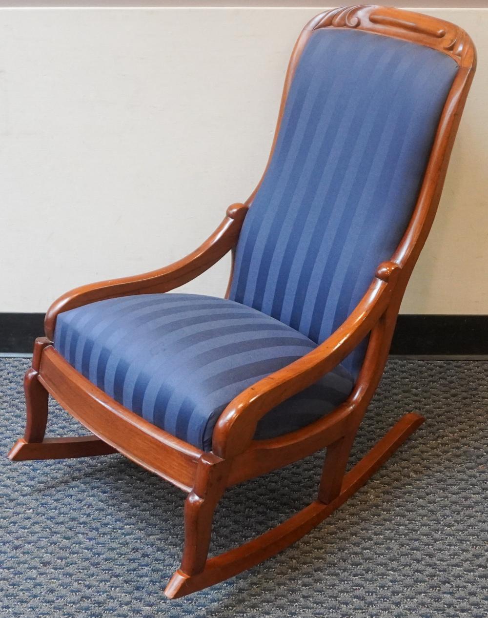 VICTORIAN CHERRY AND STRIPED UPHOLSTERED