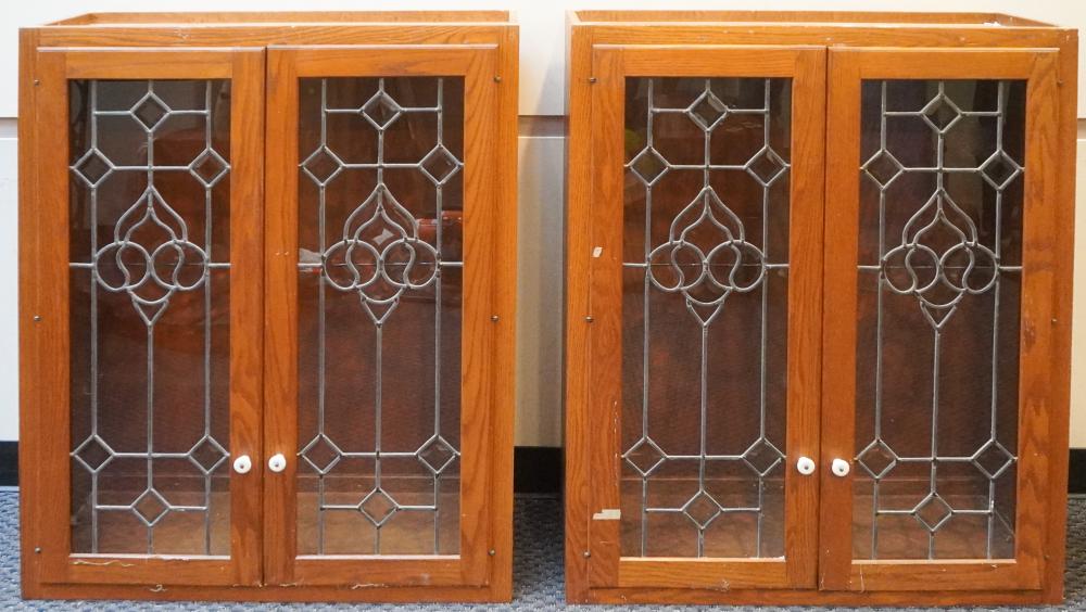 PAIR ARTS AND CRAFTS STYLE OAK CABINETS