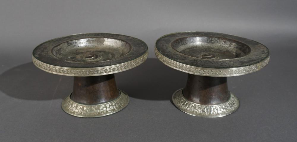 PAIR SINO TIBETAN WHITE METAL MOUNTED 2e7756