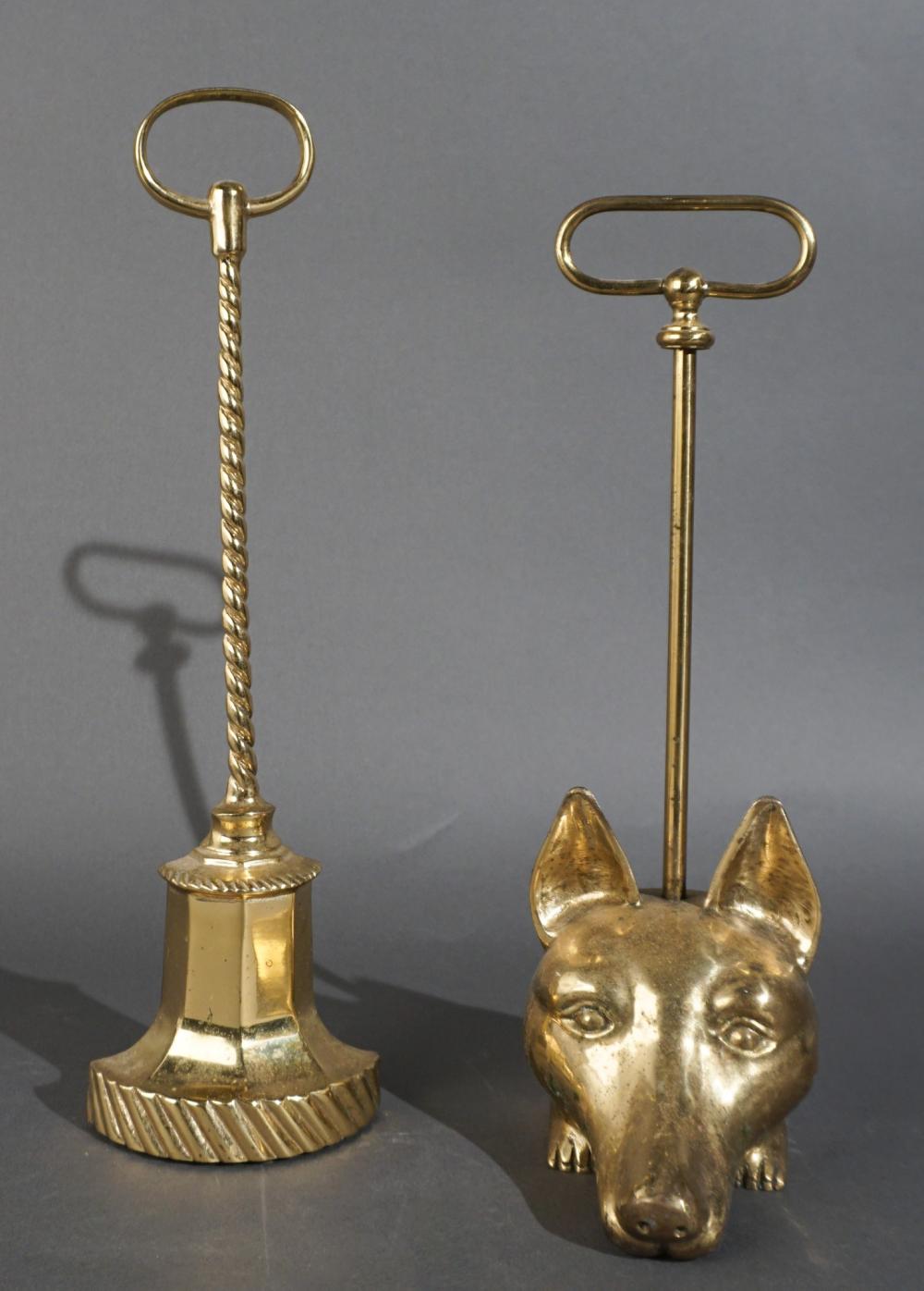 TWO BRASS DOORSTOPS H OF TALLER  2e77b0