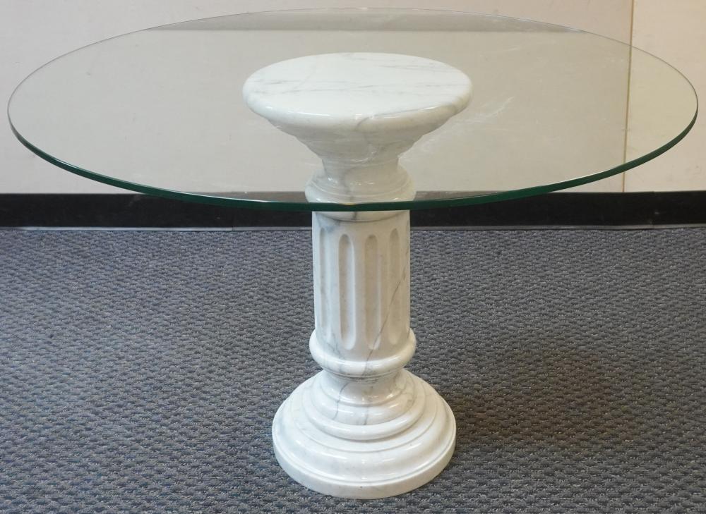 WHITE MARBLE COLUMN-FORM PEDESTAL