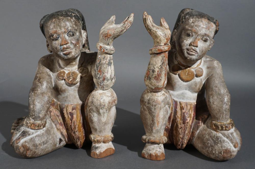 PAIR PROBABLY INDO-TIBETAN PAINTED,