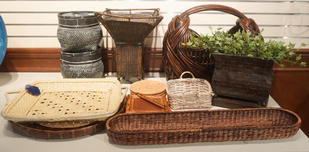 COLLECTION OF WICKER, SPLIT BAMBOO