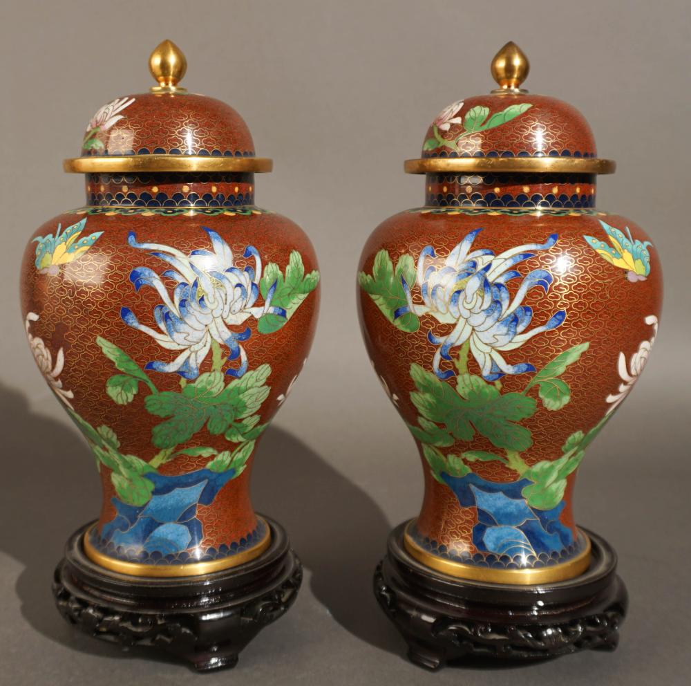 PAIR JAPANESE CLOISONNE LIDDED 2e7942