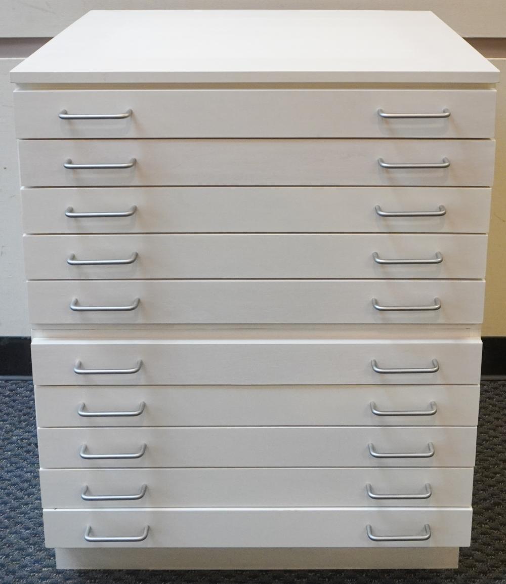 MODERN WHITE FORMICA TEN-DRAWER