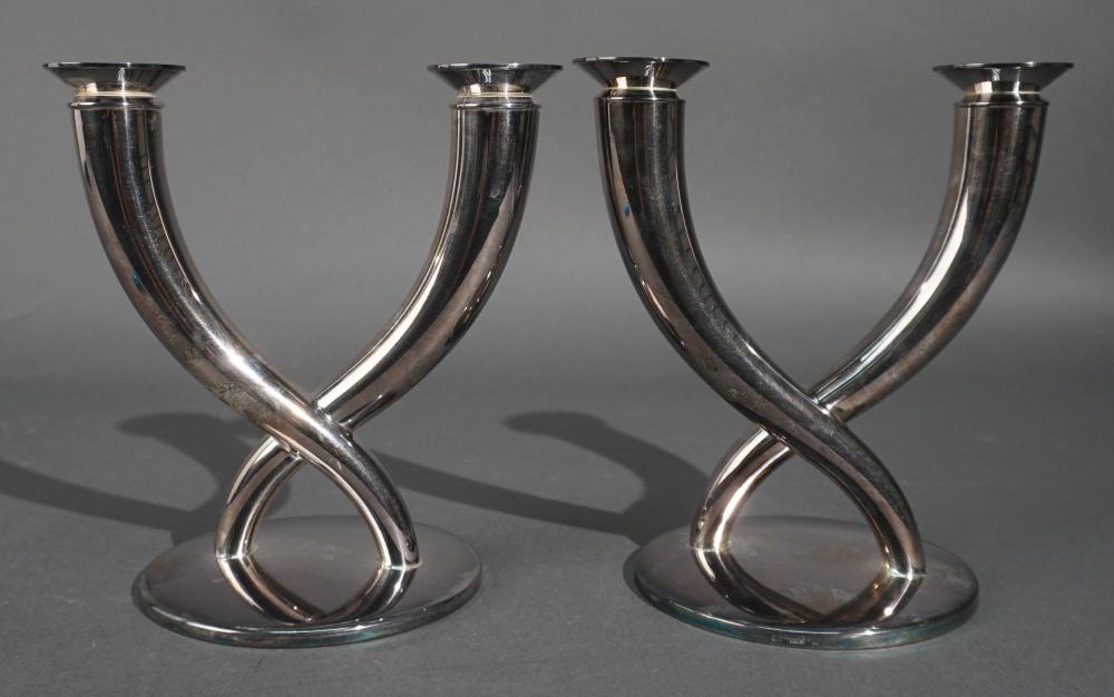 PAIR CHRISTOFLE SILVERPLATE TWO LIGHT 2e7a28