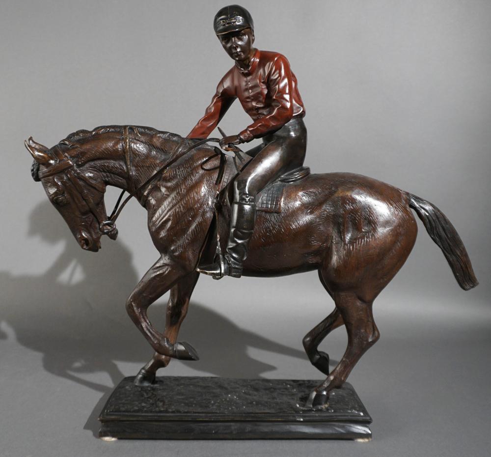 PAINTED METAL FIGURE OF HORSE AND