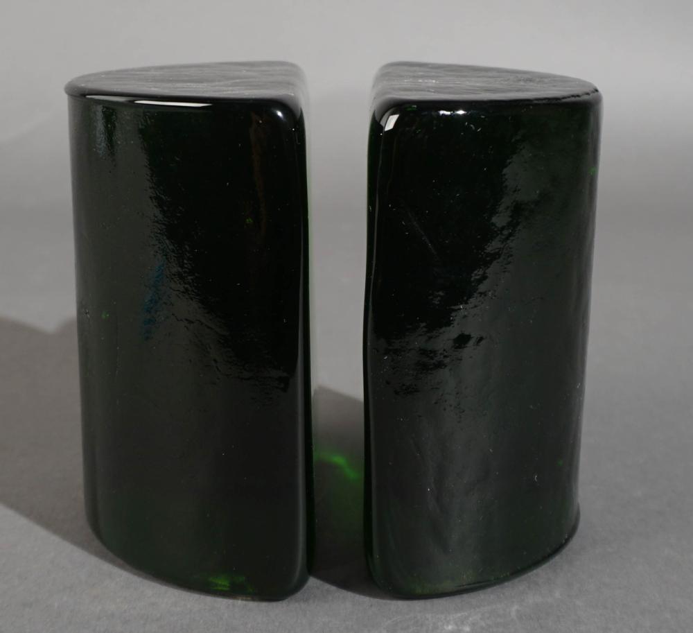 PAIR GREEN GLASS BOOKENDS PROBABLY 2e7a45