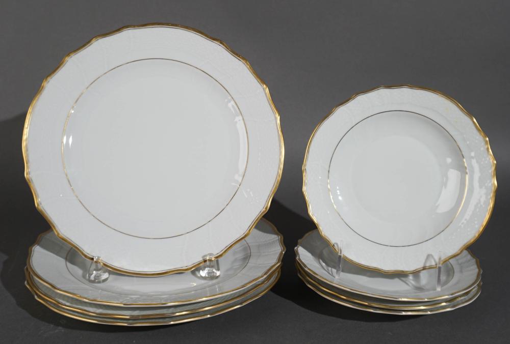 EIGHT HEREND GILT RIM UNDECORATED
