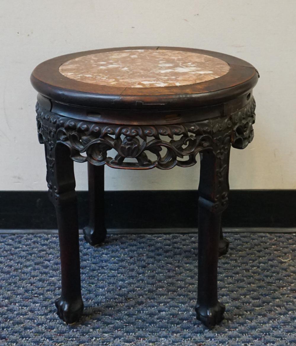 CHINESE CARVED HARDWOOD AND MARBLE 2e7aa3