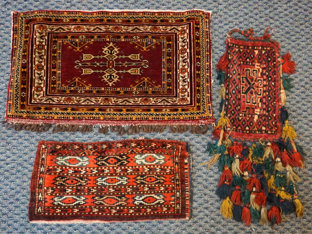 THREE SEMI-ANTIQUE TURKOMAN BAGS,