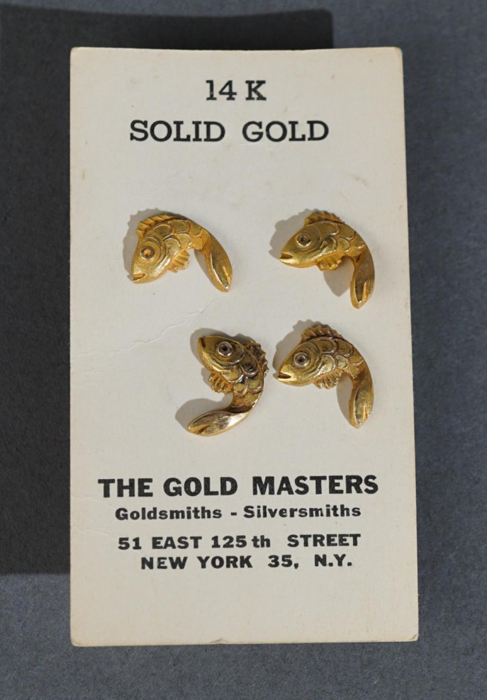 FOUR 14-KARAT YELLOW-GOLD FISH