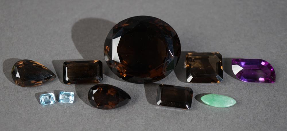 SIX UNMOUNTED FACETED SMOKY QUARTZ