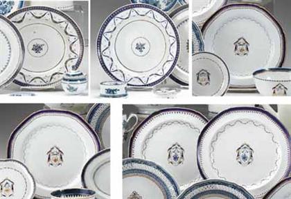 Four Chinese export porcelain blue