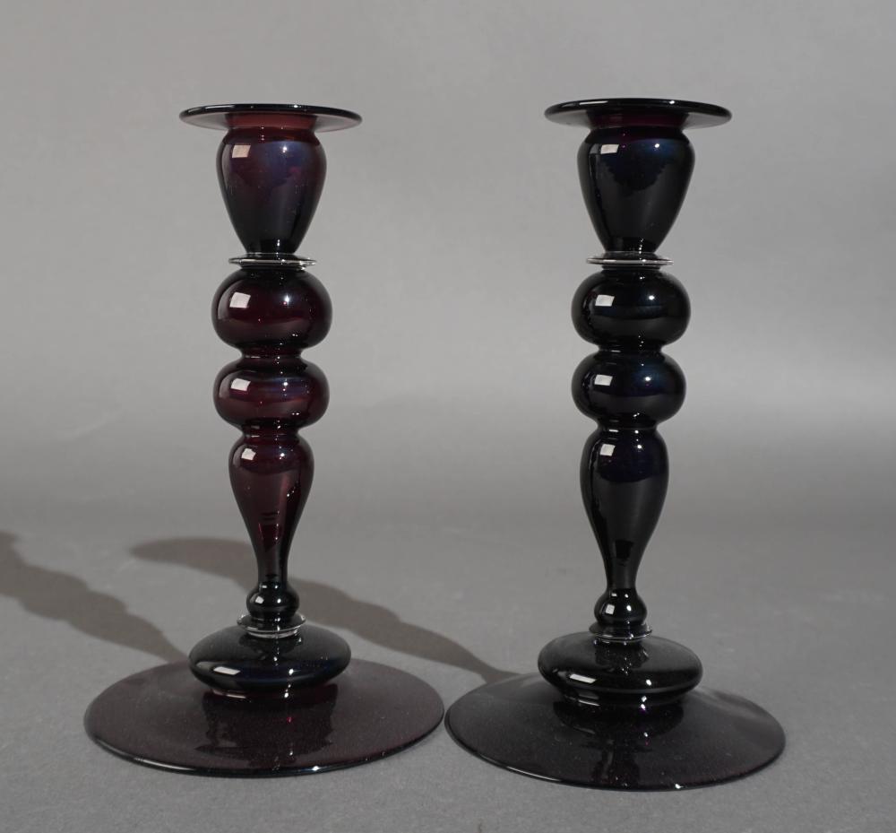 PAIR STEUBEN DARK AMETHYST BLOWN 2e7b6e