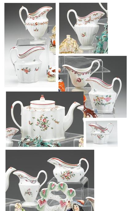 New Hall-type porcelain teapot and eight