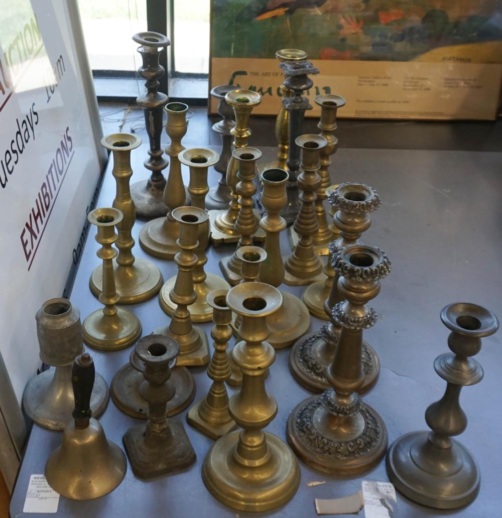 GROUP OF ASSORTED METAL CANDLESTICKSGroup