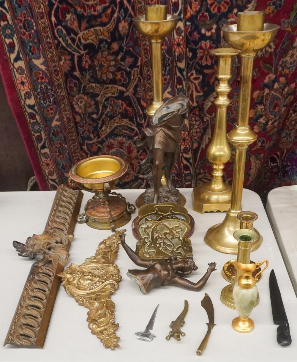 COLLECTION OF BRASS CANDLESTICKS