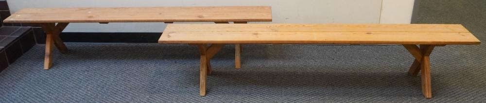 PAIR PINE BENCHES H 16 3 4 IN  2e7c83