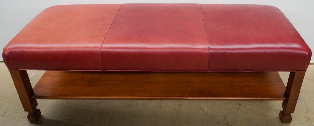 THOMASVILLE RED LEATHER BENCH 21 2e7c9c