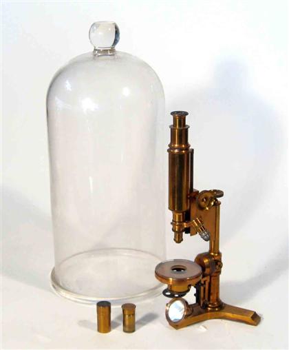 Brass microscope with glass dome 4a611