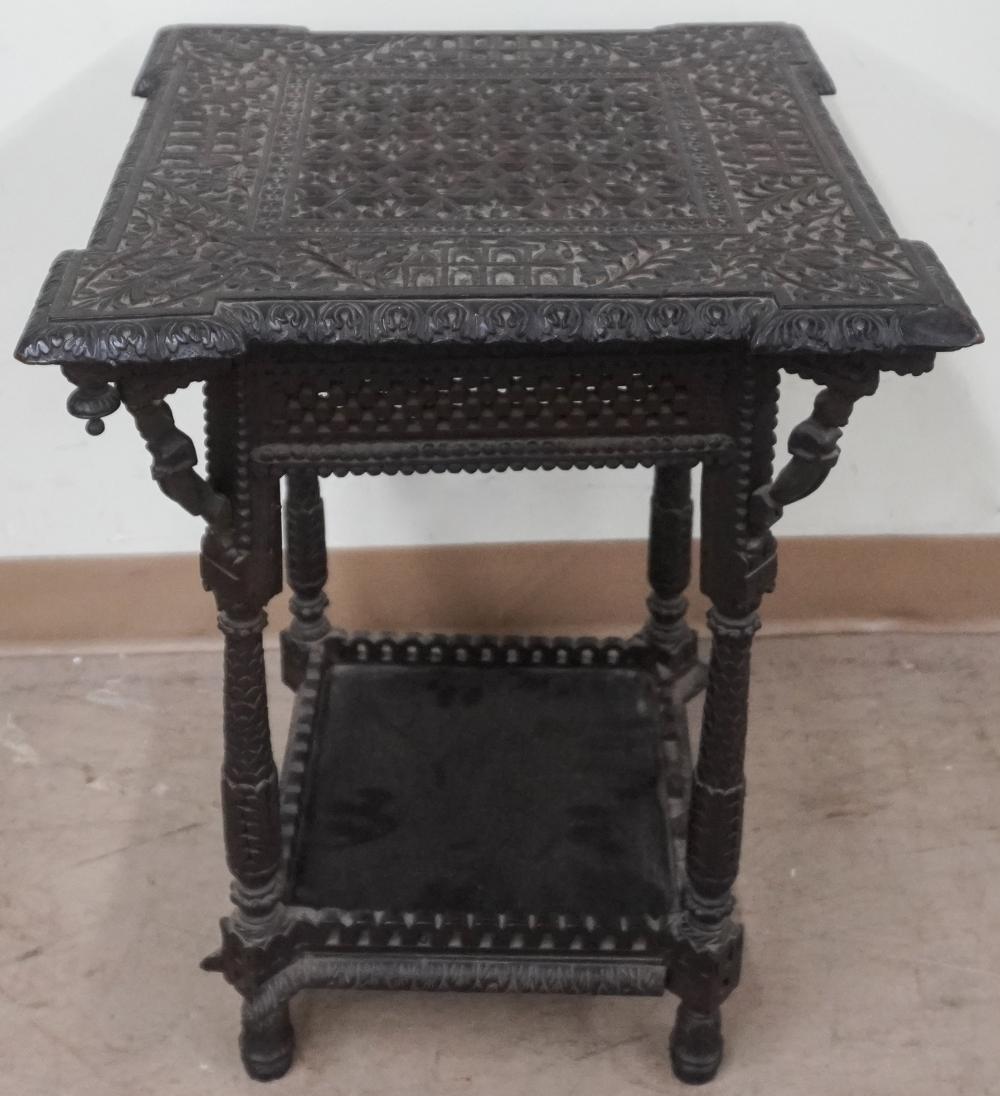 ANGLO-INDIAN CARVED TEAK SIDE TABLE,