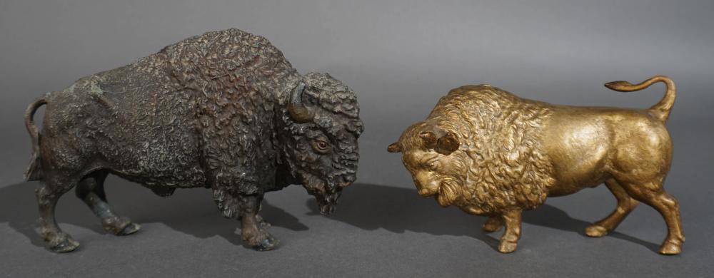 TWO BUFFALO FIGURES, H OF TALLER:
