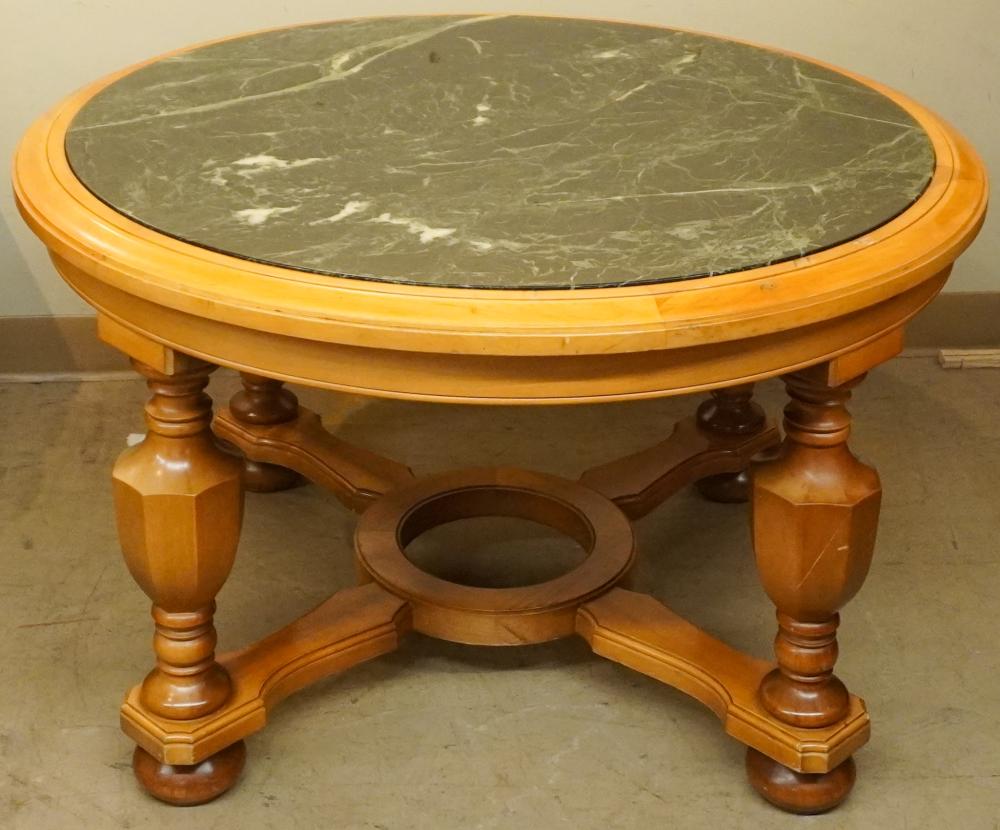 FAUX MARBLE TOP FRUITWOOD COFFEE