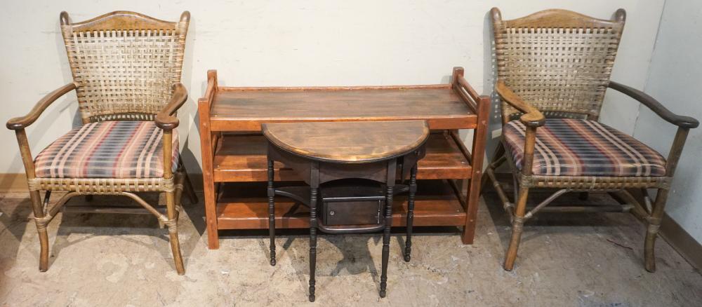 STAINED WOOD THREE TIER LOW TABLE,