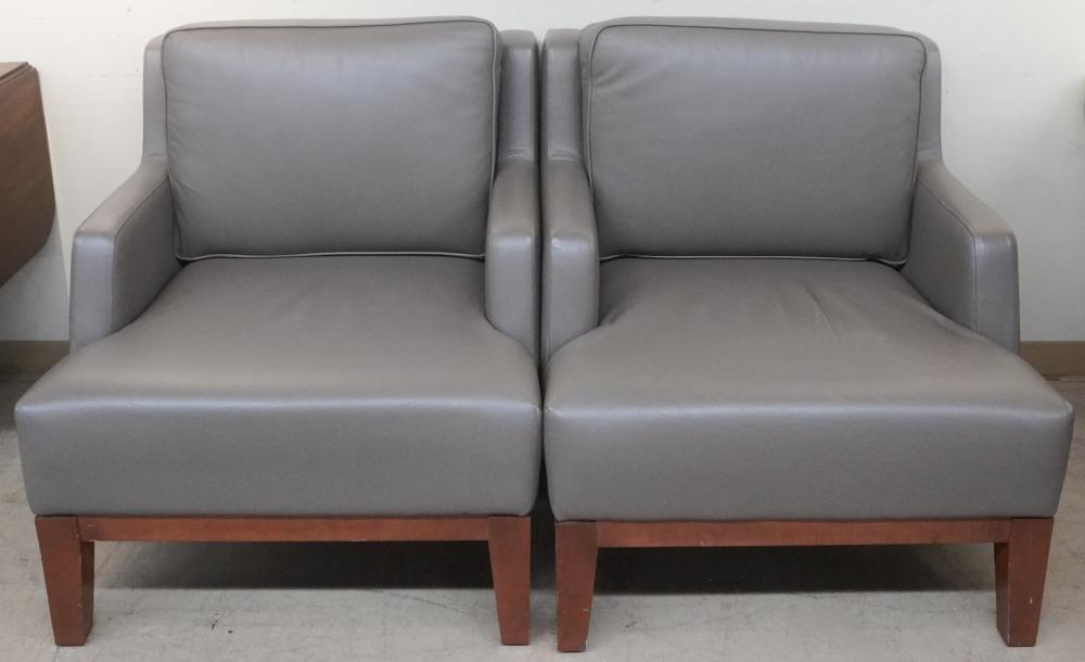 PAIR OF CONTEMPORARY LEATHER UPHOLSTERED