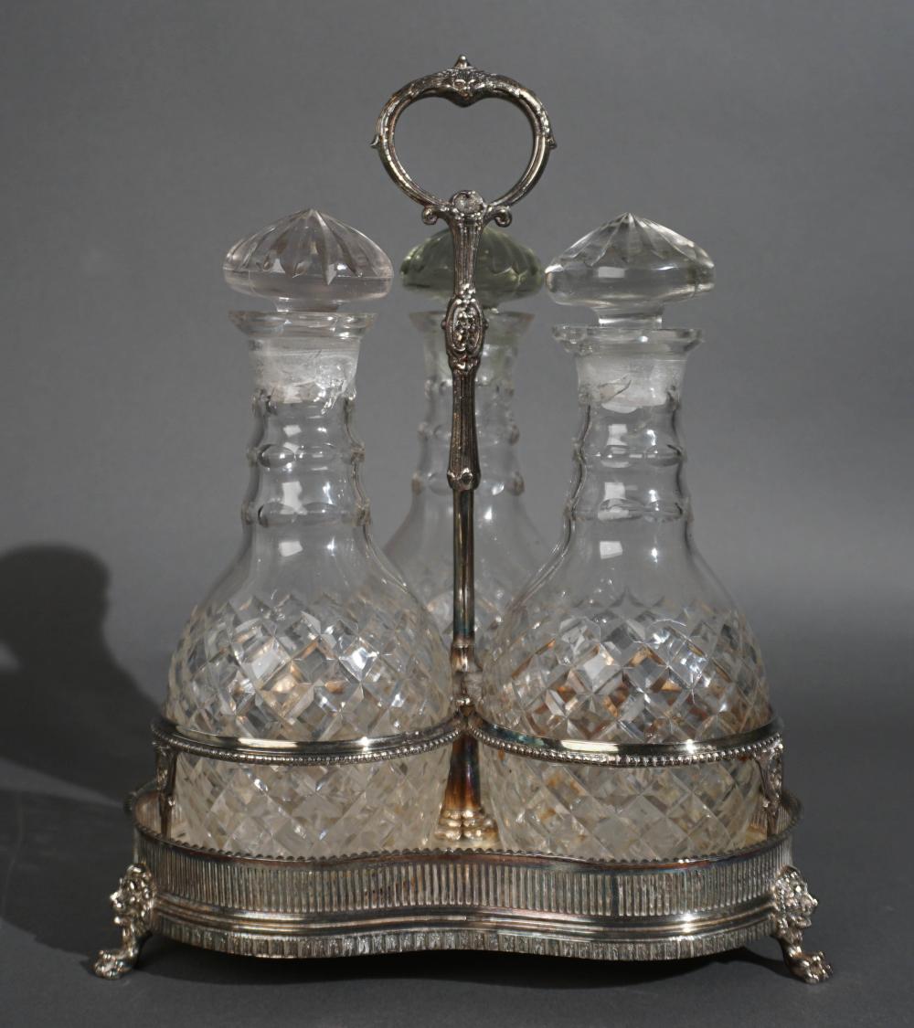 ENGLISH SILVERPLATE TREFOIL BOTTLE