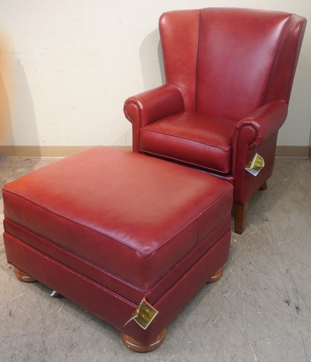 THOMASVILLE RED LEATHER WING BACK 2e7d78