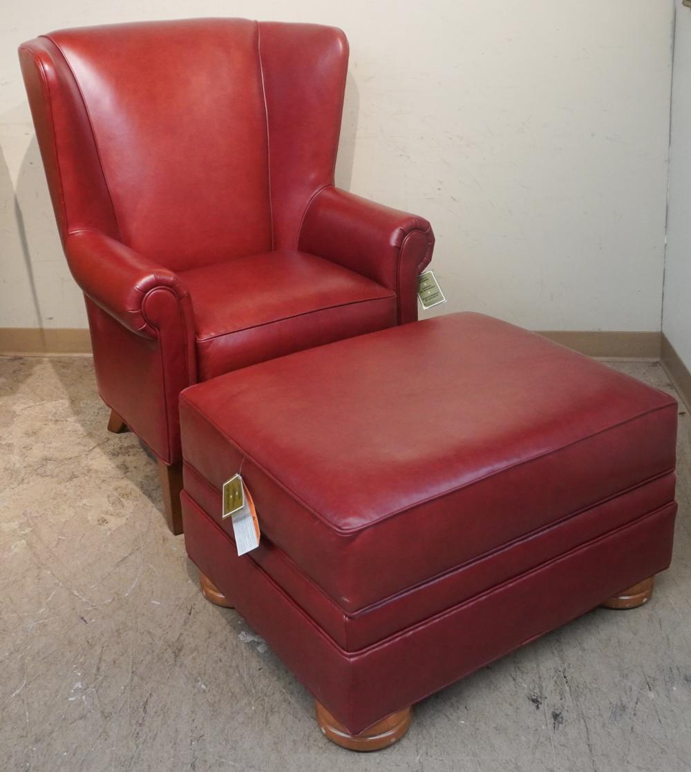 THOMASVILLE RED LEATHER WING BACK 2e7d81