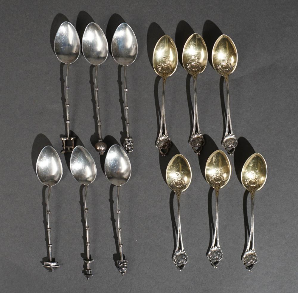 SIX JAPANESE STERLING SILVER AND