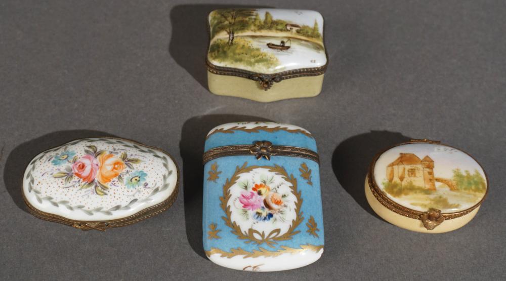 THREE PAINTED CERAMIC HINGED BOXES