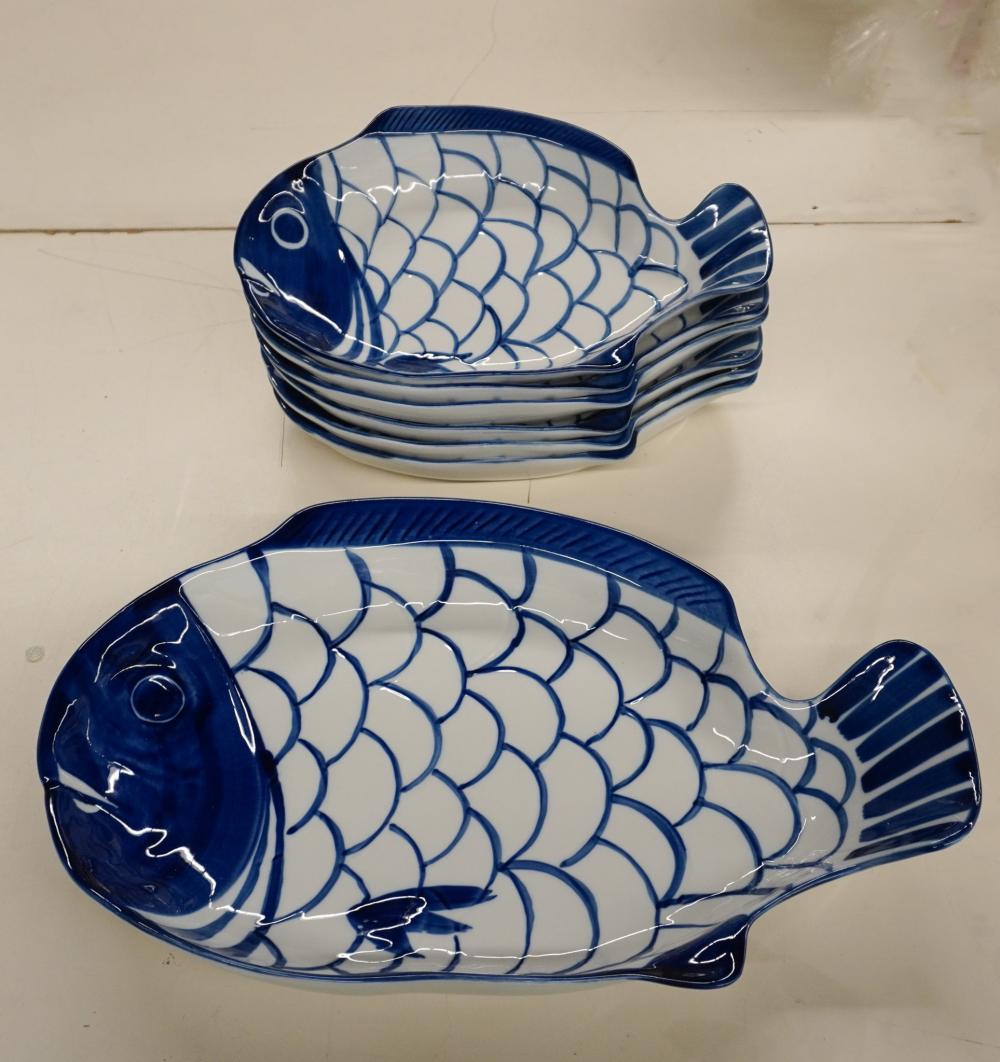 DANSK BLUE AND WHITE FISH-FORM