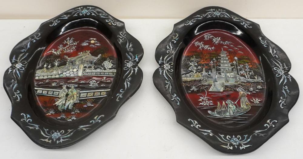 PAIR MOTHER OF PEARL INLAID LACQUERED 2e7e88