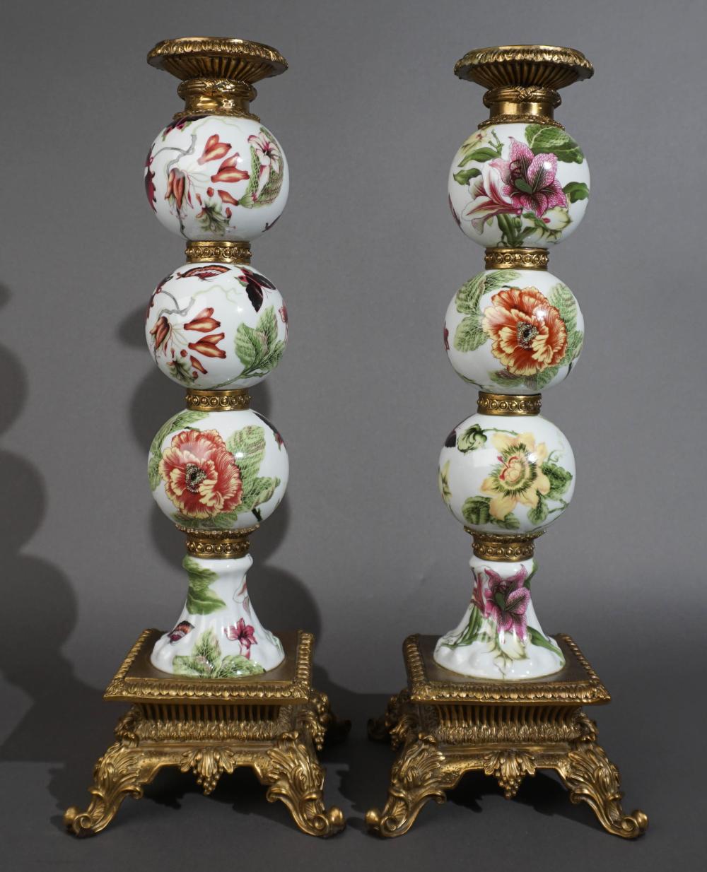 PAIR LOUIS XV STYLE PORCELAIN AND