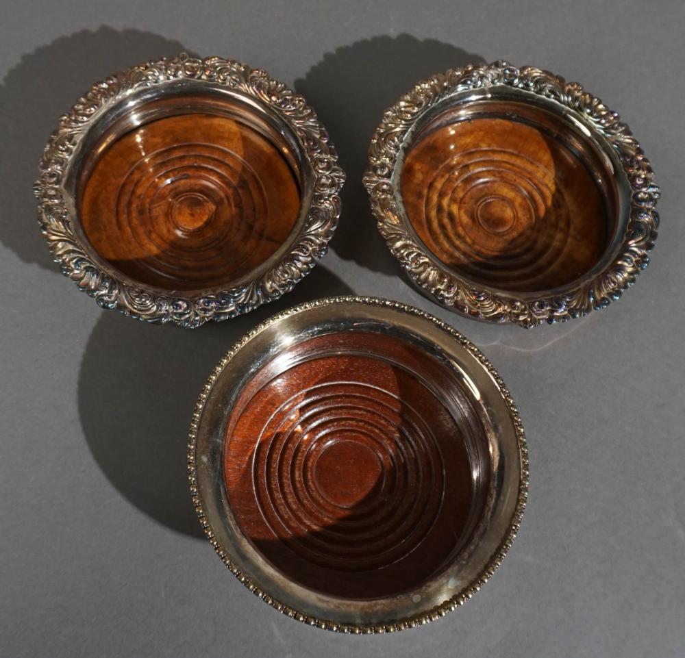 THREE SILVERPLATE MOUNTED TREEN