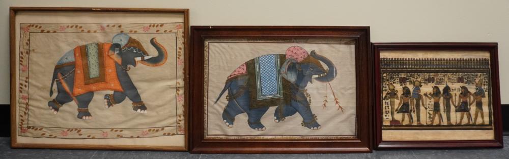TWO PAINTINGS ON FABRIC OF ELEPHANTS 2e7f2d