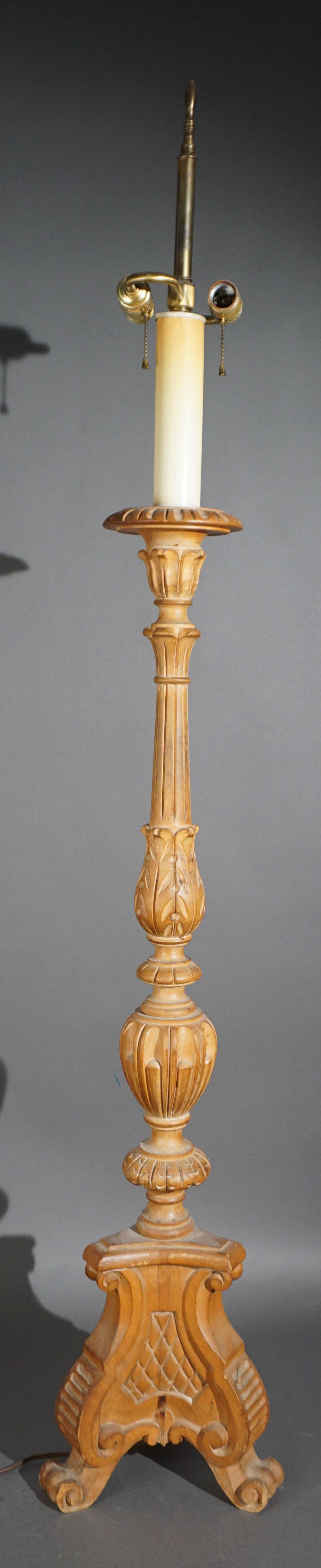 CONTINENTAL CARVED TALL WOOD PRICKET