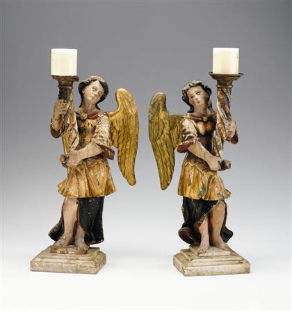 Pair of Italian polychromed figural