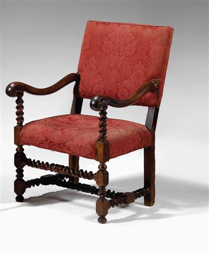 Continental baroque style walnut armchair